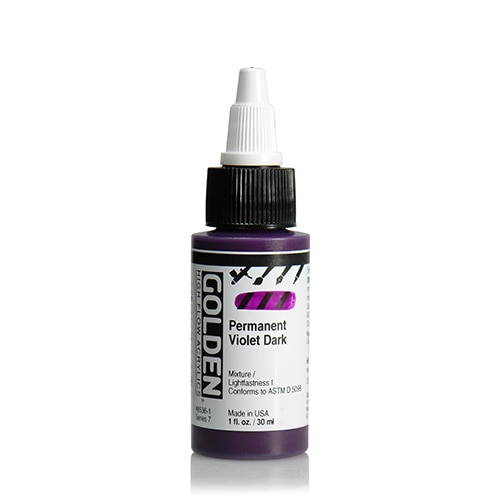 Golden, High Flow, Acrylic Paint, 1oz, Permanent Violet Dark